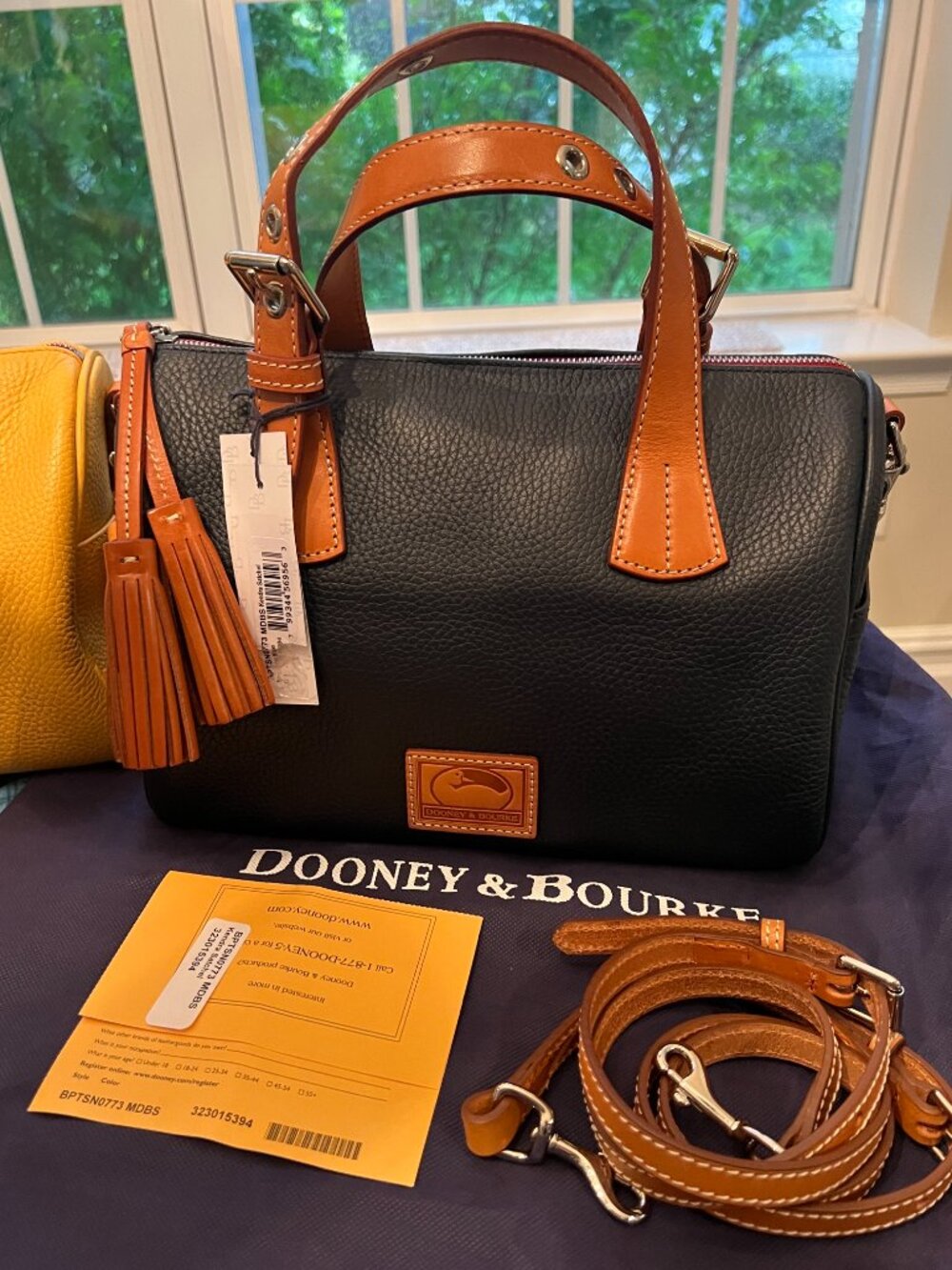 NWT Dooney & Bourke Patterson Leather Large Kendra Satchel – Midnight Blue